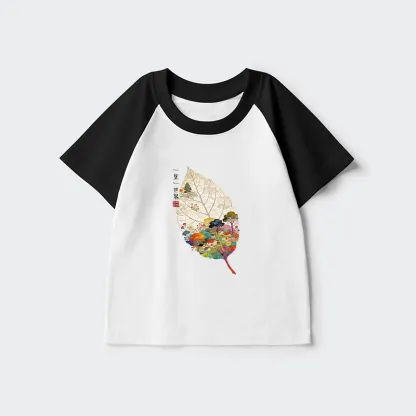 Tokyo-Tiger One Leaf Holds A Tiny Colorful World Kids Raglan T-shirt