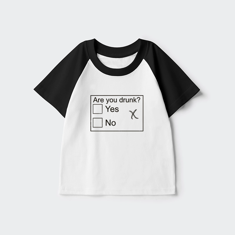Tokyo-Tiger Confused Drunk Checkbox Graphic Kids Raglan T-shirt