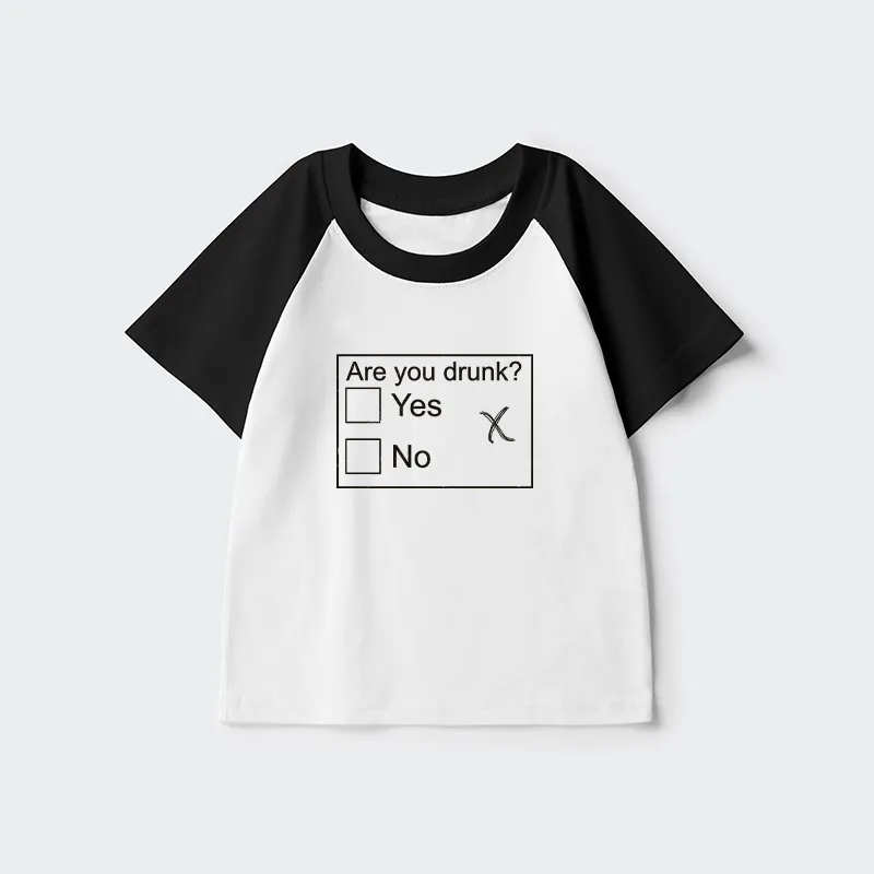 Tokyo-Tiger Confused Drunk Checkbox Graphic Kids Raglan T-shirt