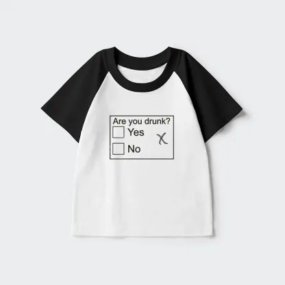Tokyo-Tiger Confused Drunk Checkbox Graphic Kids Raglan T-shirt