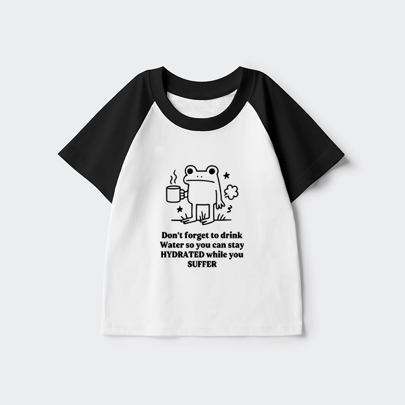 Tokyo-Tiger Frog Says Drink Water Kids Raglan T-shirt