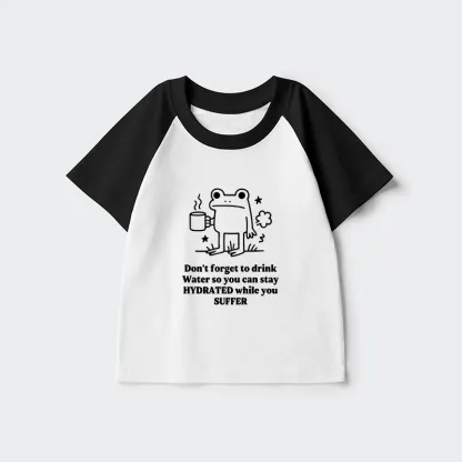 Tokyo-Tiger Frog Says Drink Water Kids Raglan T-shirt