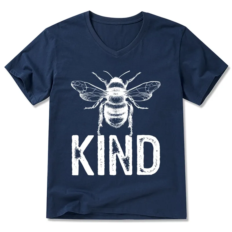 Tokyo-Tiger Minimalist Bee Kind Illustration V-Neck Classic T-Shirt