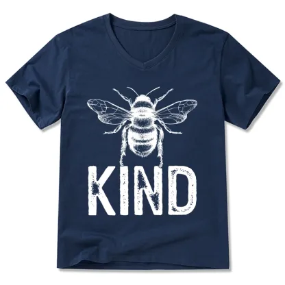 Tokyo-Tiger Minimalist Bee Kind Illustration V-Neck Classic T-Shirt