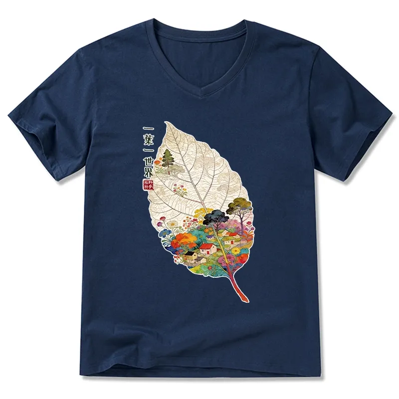 Tokyo-Tiger One Leaf Holds A Tiny Colorful World V-Neck Classic T-Shirt