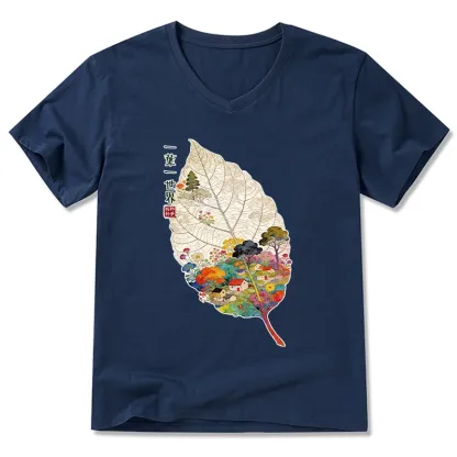 Tokyo-Tiger One Leaf Holds A Tiny Colorful World V-Neck Classic T-Shirt