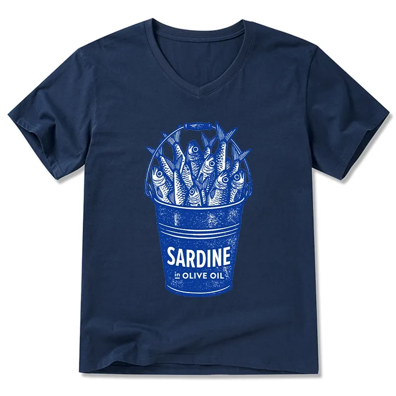 Tokyo-Tiger Vintage Bucket Full Of Fresh Sardines V-Neck Classic T-Shirt