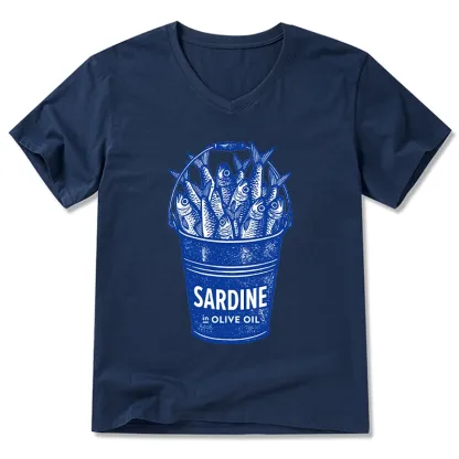 Tokyo-Tiger Vintage Bucket Full Of Fresh Sardines V-Neck Classic T-Shirt