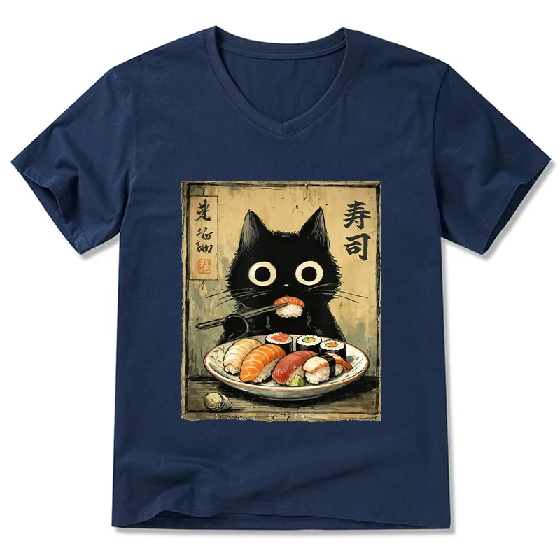 Tokyo-Tiger Vintage Japanese Sushi Cat V-Neck Classic T-Shirt