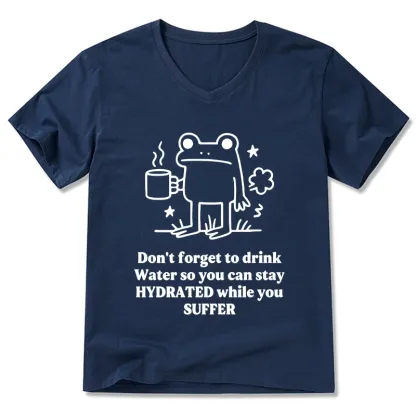 Tokyo-Tiger Frog Says Drink Water V-Neck Classic T-Shirt