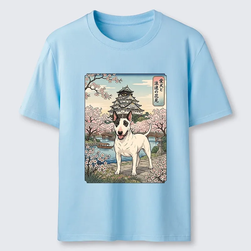 Tokyo-Tiger Ukiyo-e Bull Terrier Cherry Blossom Art Classic T-Shirt
