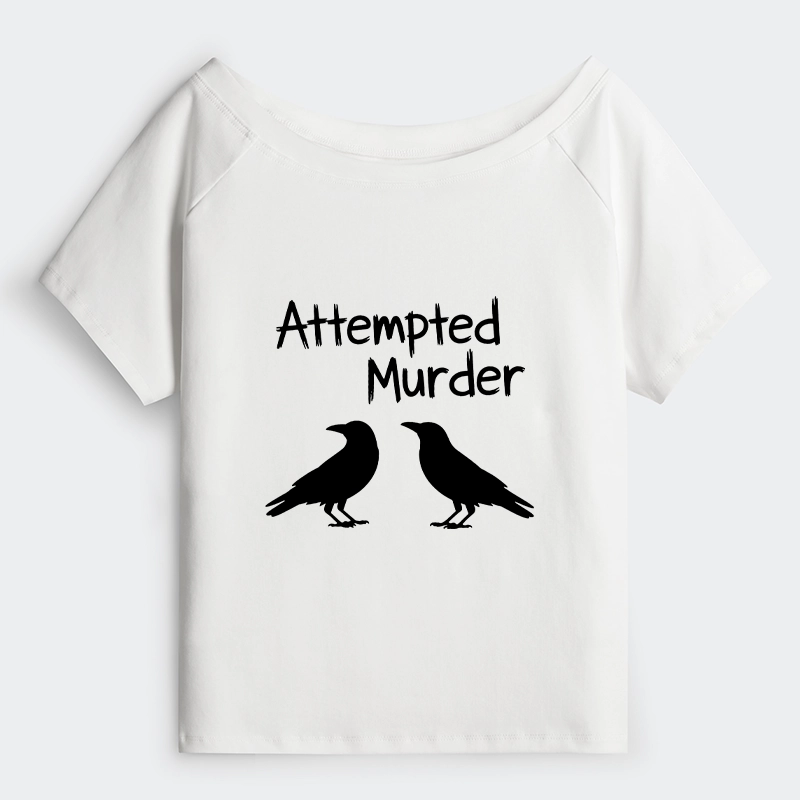 Tokyo-Tiger Two Crows Attempted Murder Joke Off Shoulder T-Shirt