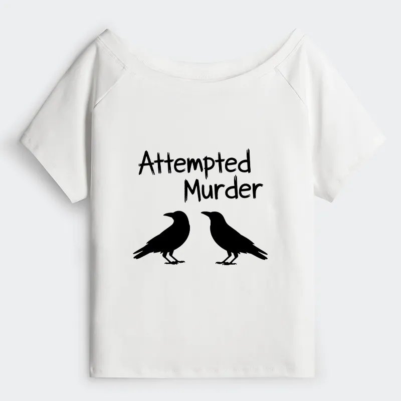Tokyo-Tiger Two Crows Attempted Murder Joke Off Shoulder T-Shirt Sale