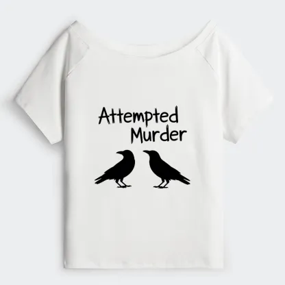 Tokyo-Tiger Two Crows Attempted Murder Joke Off Shoulder T-Shirt