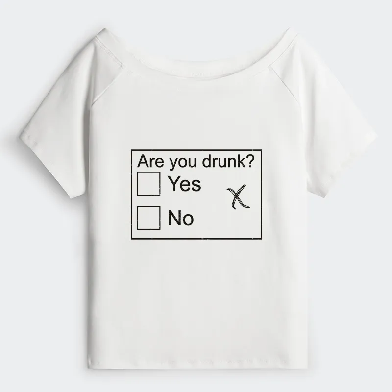 Tokyo-Tiger Confused Drunk Checkbox Graphic Off Shoulder T-Shirt Sale