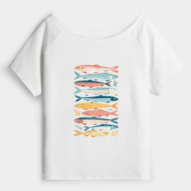 Tokyo-Tiger Beautiful Colorful Fish In The Sea Off Shoulder T-Shirt