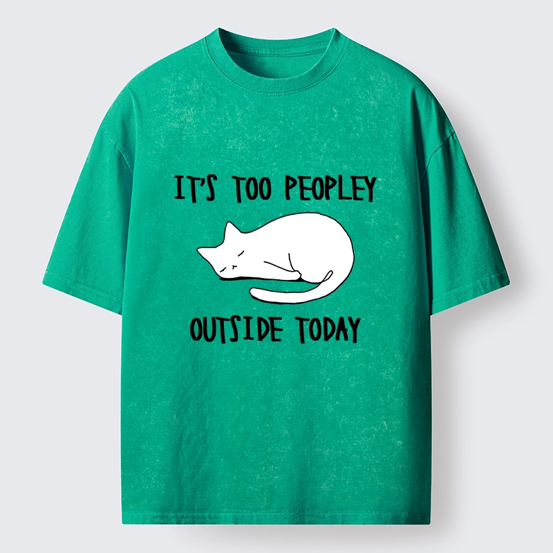 Tokyo-Tiger Funny Meme Quiet Lazy Cat Minimal Line Art Washed T-Shirt