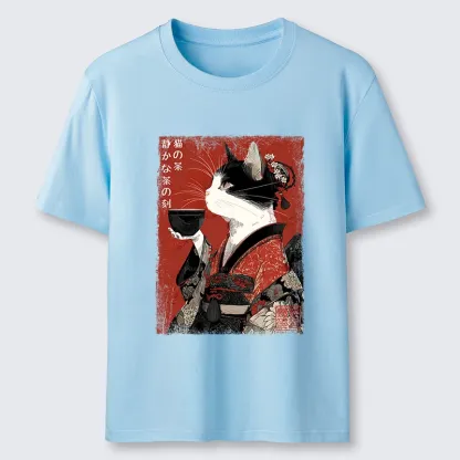 Tokyo-Tiger Kimono Tea Cat Red Vintage Ink Art Classic T-Shirt