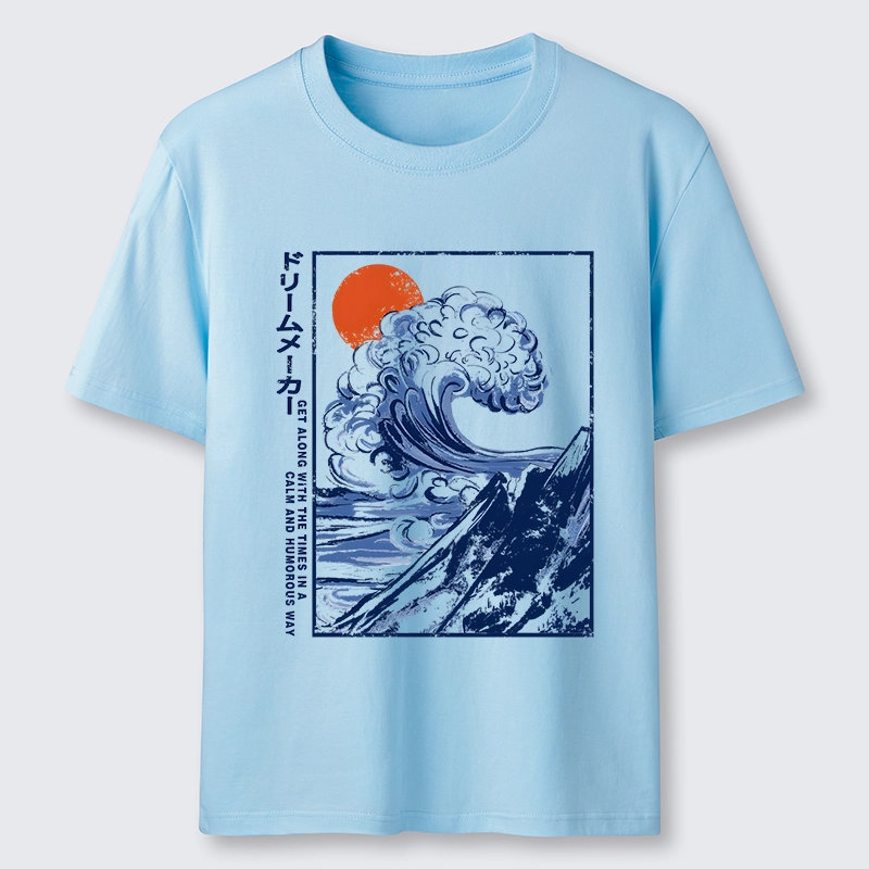 Tokyo-Tiger Big Blue Wave Mountain Sunrise Art Classic T-Shirt