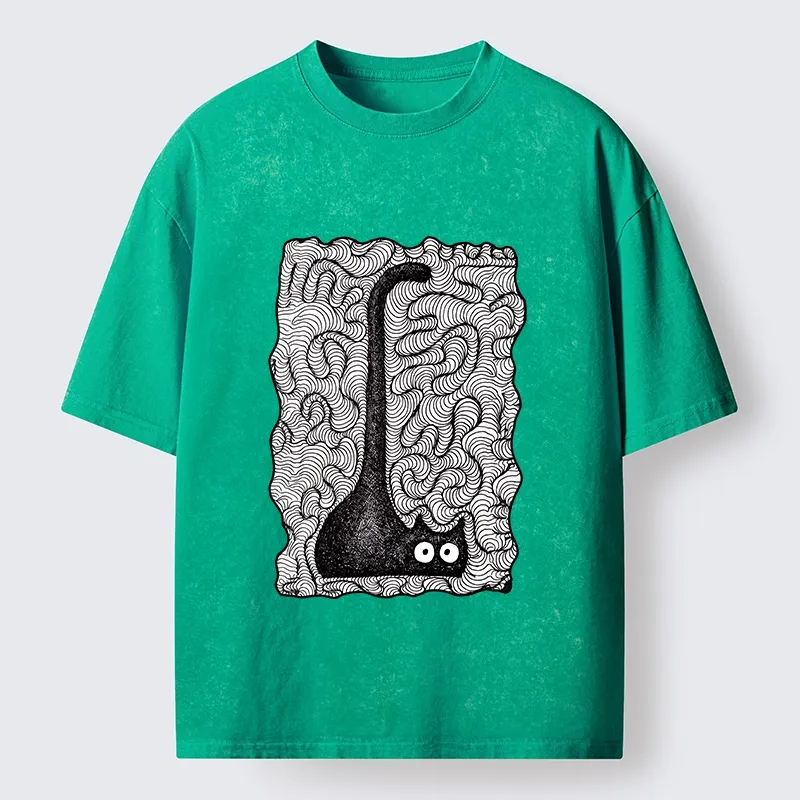 Tokyo-Tiger Trippy Zentangle Secret Cat Art Print Washed T-Shirt