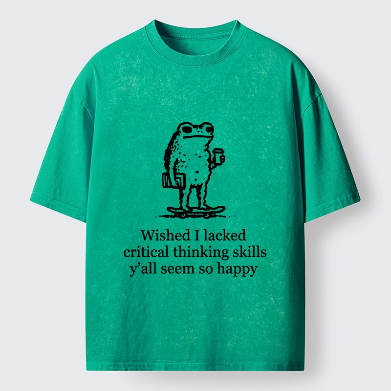 Tokyo-Tiger Skate Frog Deep Thought Funny Meme Washed T-Shirt Sale