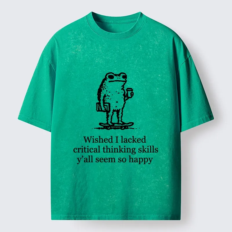 Tokyo-Tiger Skate Frog Deep Thought Funny Meme Washed T-Shirt