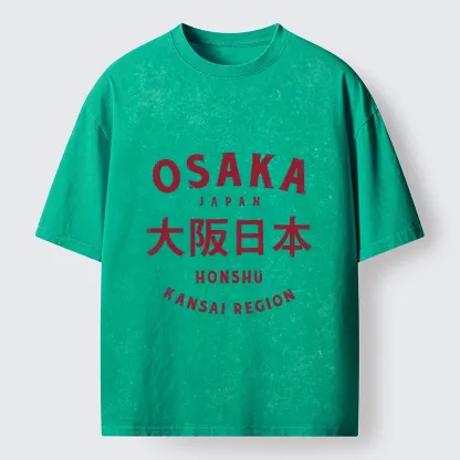 Tokyo-Tiger Vintage Osaka Japan City Graphic Washed T-Shirt