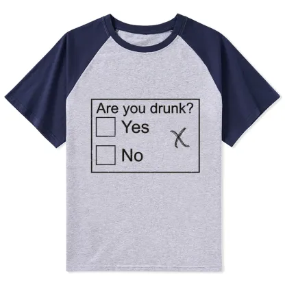 Tokyo-Tiger Confused Drunk Checkbox Graphic Raglan T-shirt