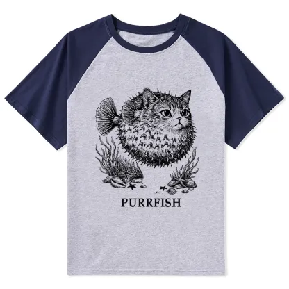 Tokyo-Tiger Spiky Puffer With Cute Cat Head Raglan T-shirt