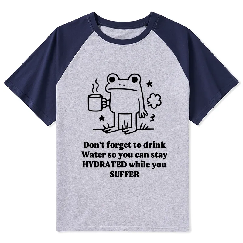 Tokyo-Tiger Frog Says Drink Water Raglan T-shirt Sale