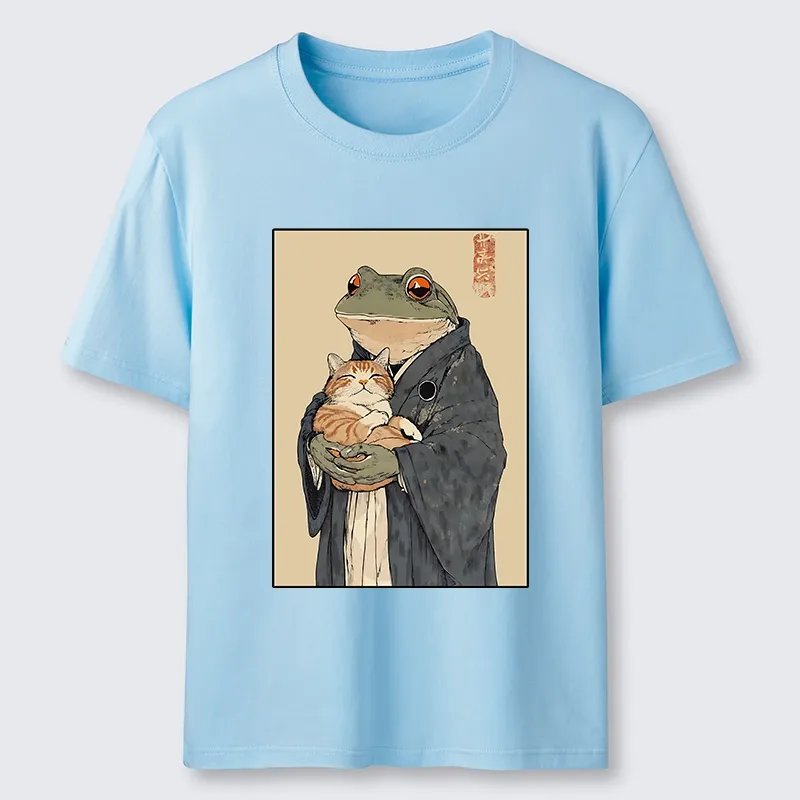 Tokyo-Tiger Frog Holds Sleepy Cat Classic T-Shirt Sale