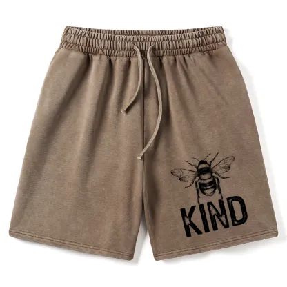 Tokyo-Tiger Minimalist Bee Kind Illustration Washed Shorts