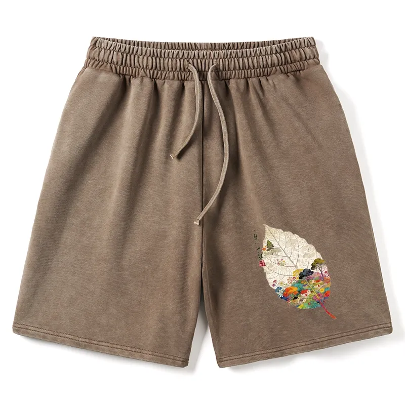 Tokyo-Tiger One Leaf Holds A Tiny Colorful World Washed Shorts