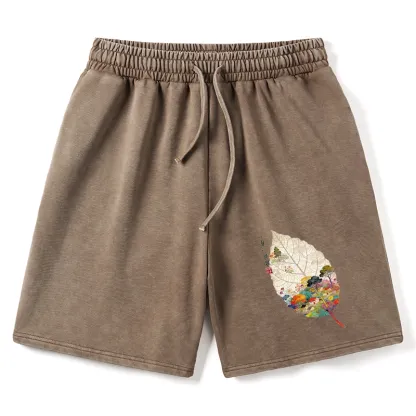 Tokyo-Tiger One Leaf Holds A Tiny Colorful World Washed Shorts