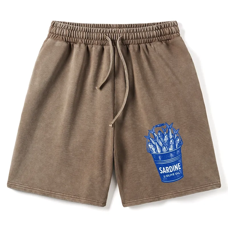 Tokyo-Tiger Vintage Bucket Full Of Fresh Sardines Washed Shorts