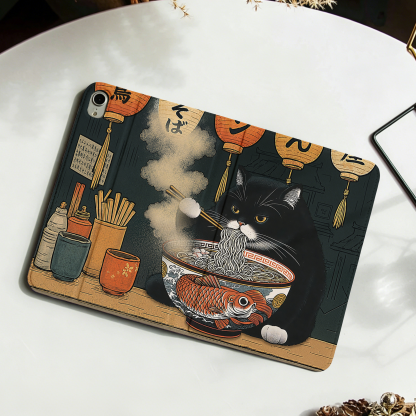 Tokyo-Tiger Fat Cat Eating Ramen Nobles Tablet Protective Case