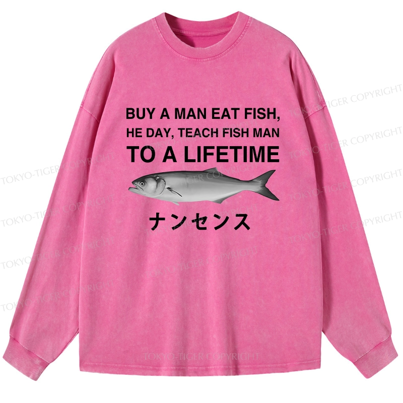 Tokyo-Tiger Funny To A Lifetime Washed Long Sleeve T-Shirt