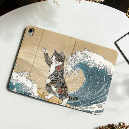 Tokyo-Tiger Cat Surfing Nobles Tablet Protective Case
