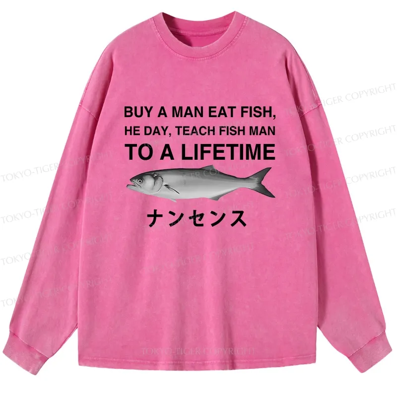 Tokyo-Tiger Funny To A Lifetime Washed Long Sleeve T-Shirt