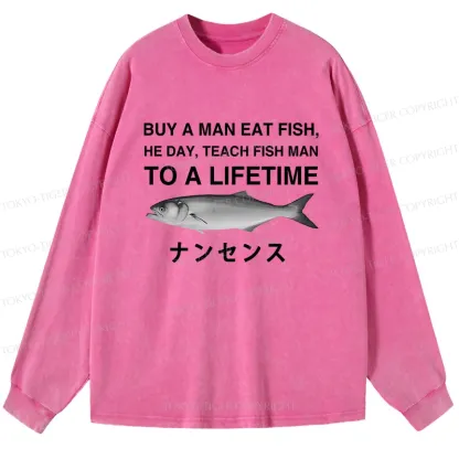 Tokyo-Tiger Funny To A Lifetime Washed Long Sleeve T-Shirt