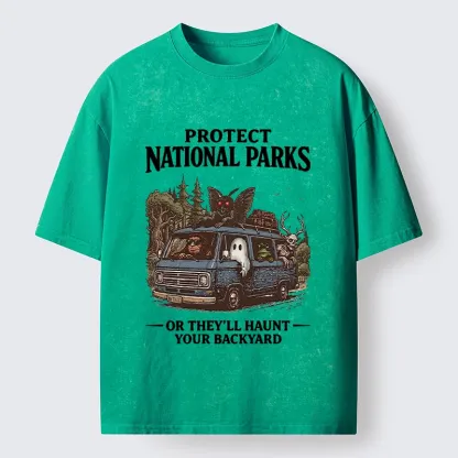 Tokyo-Tiger Protect Wild National Parks Washed T-Shirt