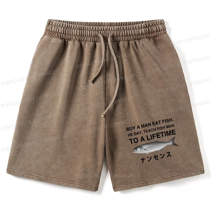 Tokyo-Tiger Funny To A Lifetime Washed Shorts