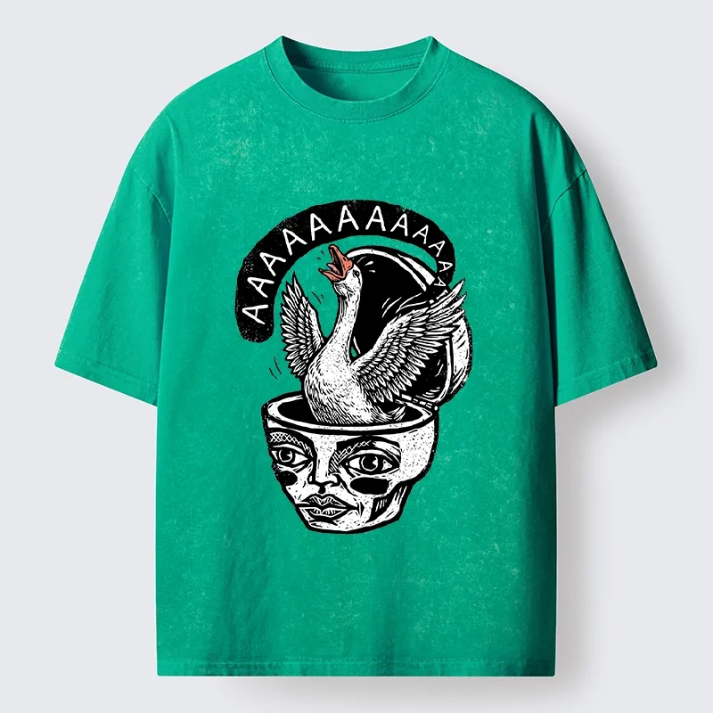 Tokyo-Tiger Weird Meme Screaming Wild Goose Graphic Washed T-Shirt