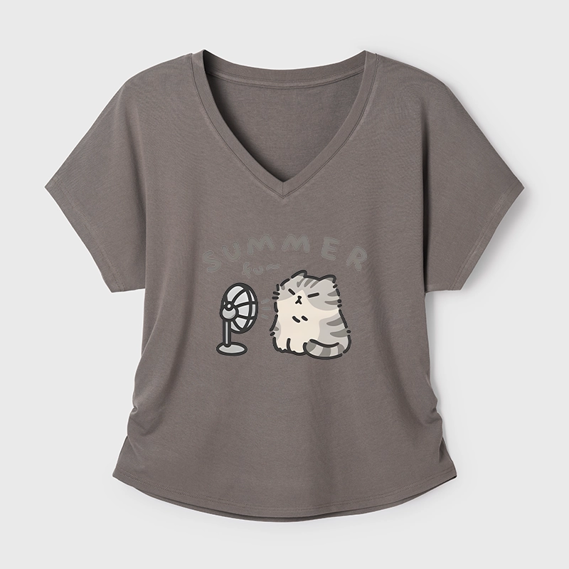 Tokyo-Tiger Summer Cat Chills With A Fan Modal Dolman Sleeve T-Shirt