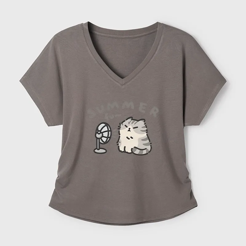 Tokyo-Tiger Summer Cat Chills With A Fan Modal Dolman Sleeve T-Shirt