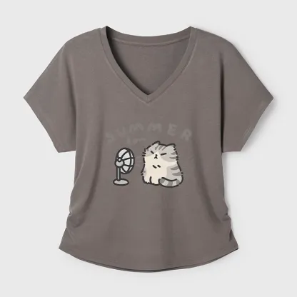 Tokyo-Tiger Summer Cat Chills With A Fan Modal Dolman Sleeve T-Shirt