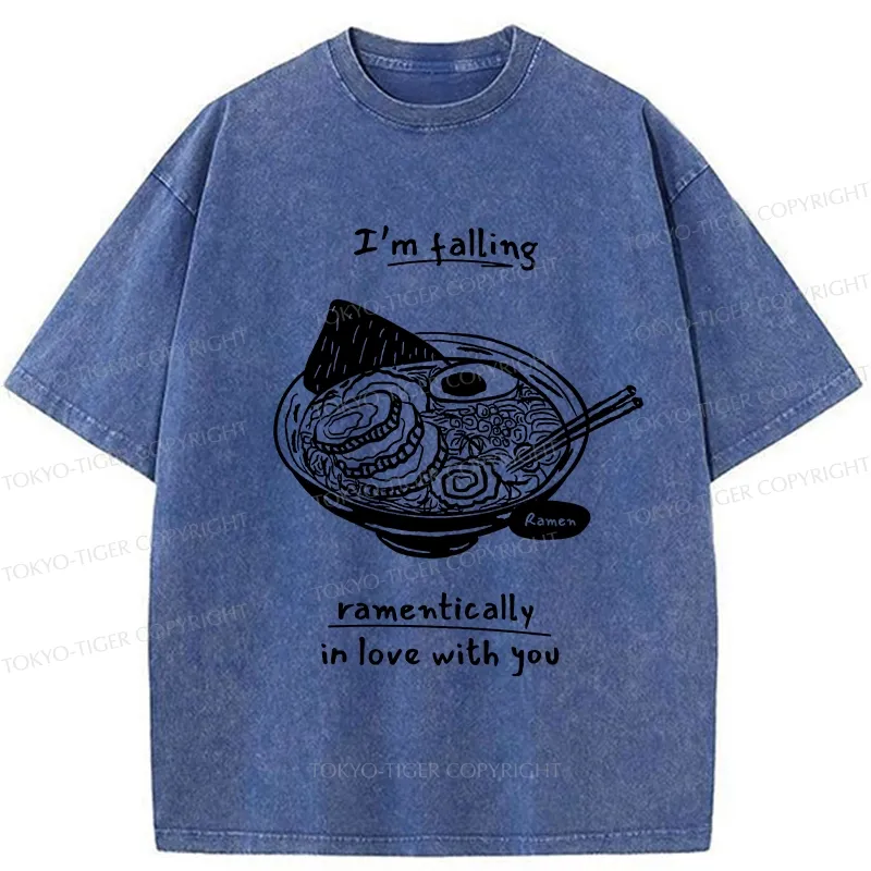 Tokyo-Tiger I'm Falling In Love With Ramen Washed T-Shirt