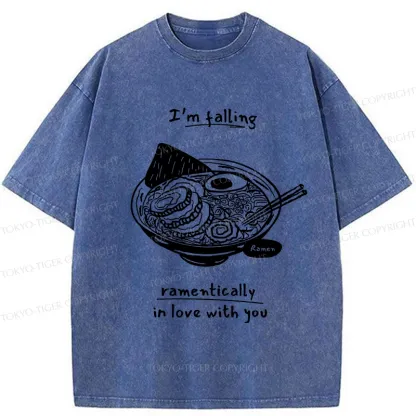 Tokyo-Tiger I'm Falling In Love With Ramen Washed T-Shirt
