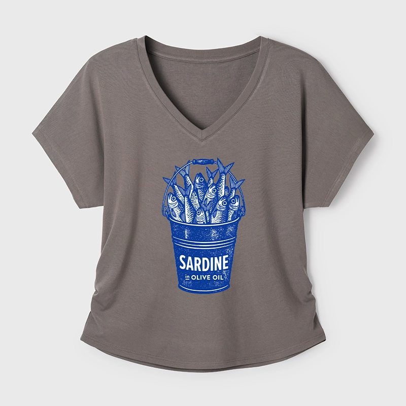 Tokyo-Tiger Vintage Bucket Full Of Fresh Sardines Modal Dolman Sleeve T-Shirt
