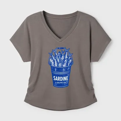 Tokyo-Tiger Vintage Bucket Full Of Fresh Sardines Modal Dolman Sleeve T-Shirt
